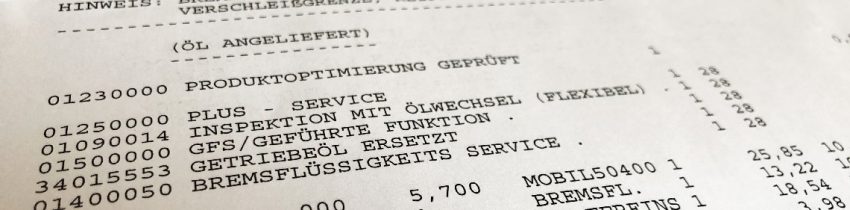 VW Golf 7 Inspektion Rechnung