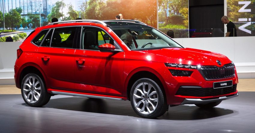 Frontansicht Roter Skoda Kamiq
