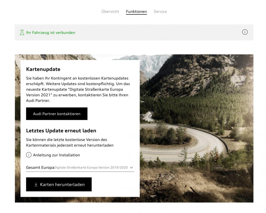 Audi Navi Update Website Meldung